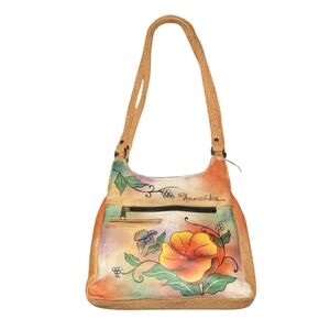 ANNA ANUSHKA HAND PAINTED LEATHER SATCHEL SHOULDER BAG